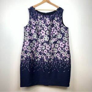 Talbots Dress Plus Size 22W Sleeveless Floral Flowers Purple Gray Cocktail Chic